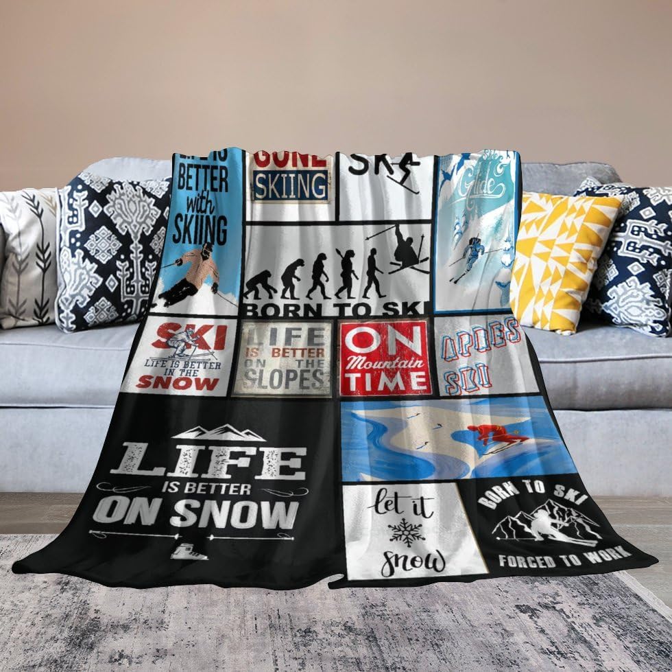 Soft Warm Cosy Fleece Blanket for Couch Bed, 40"x50" - Perfect Ski Gift for Lovers & Kids - Image 2