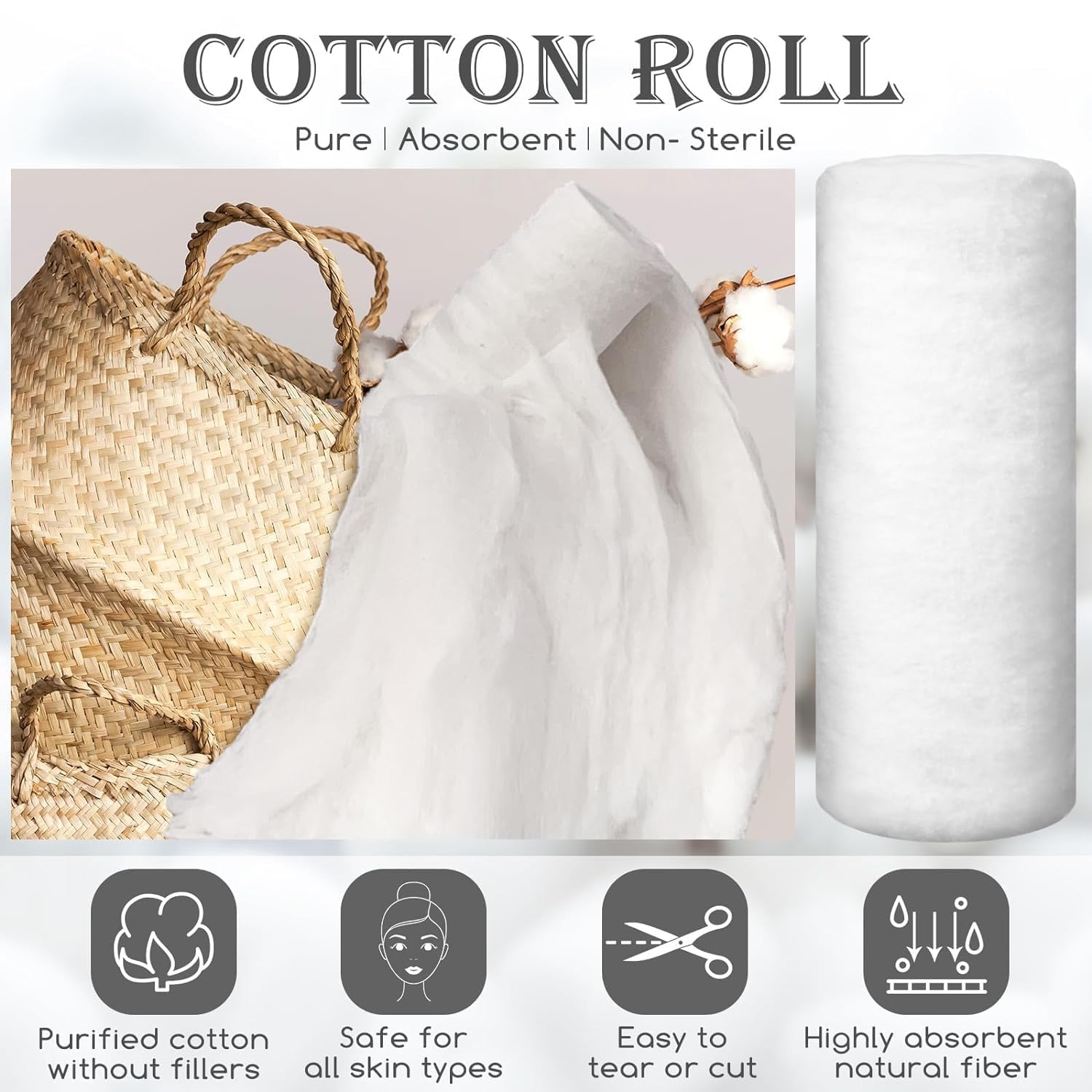 Absorbent Cotton Roll 200g 100% Pure Soft Cotton For Medical,First Aid Personal Care usfor Baby Care, Beauty Care and Multipurpose (200 Gram) 4