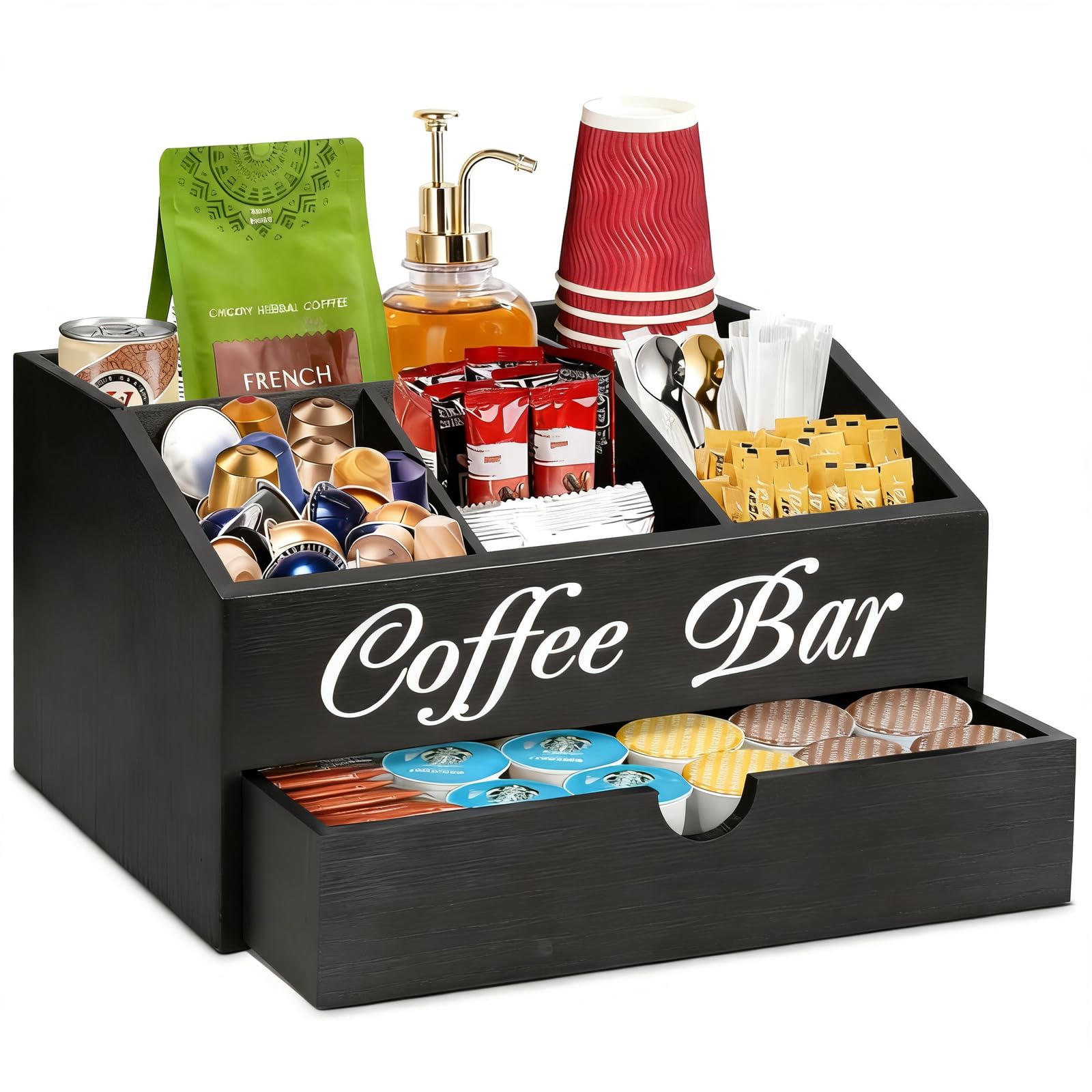 Caja organizadora de Para madera para bolsitas de té, especiero