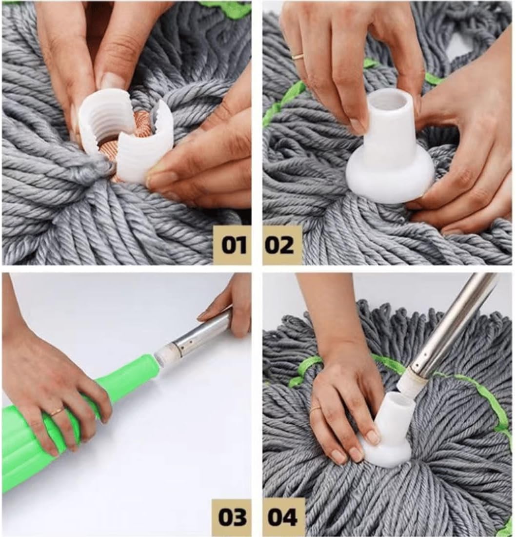 2 in 1 Dehydrated Mop, Dehydrated Mop with 2 Microfibra Replaceable Mop Pads, 360 Degree Spin Round Wall Cleaning Mop, Quick-Drying Microfiber Floor Mop for Hardwood Commercial Household Clean (1Pcs)