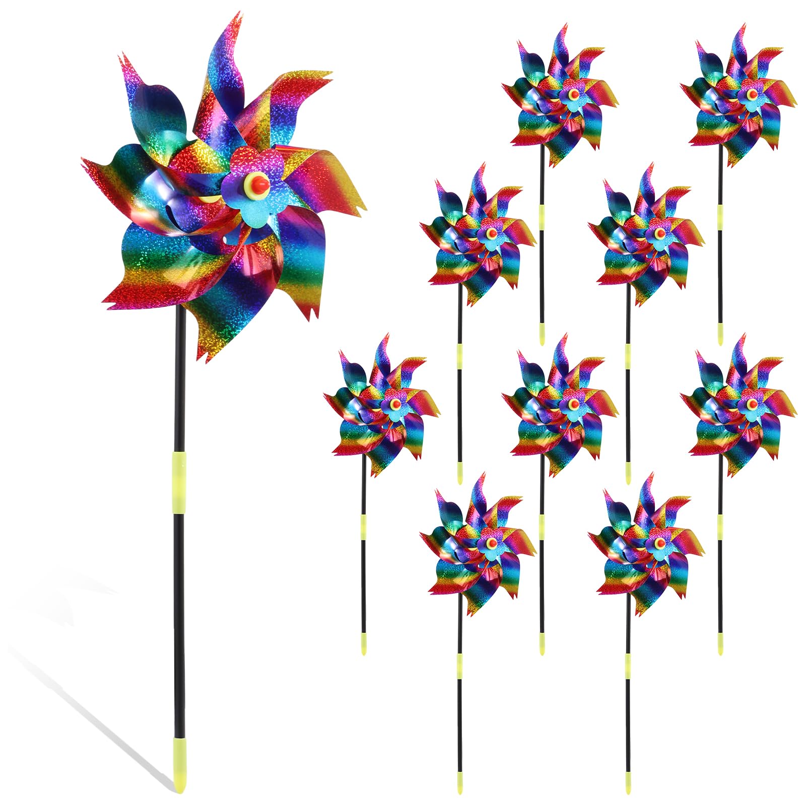 10 Pcs Reflective Pinwheels Outdoor, Bird Reflectors Shiny Wind Spinners, Bird Reflectors to Keep Birds, Deterrent Devices for Outside Patio Lawn Spring Decor(Gradient Color)