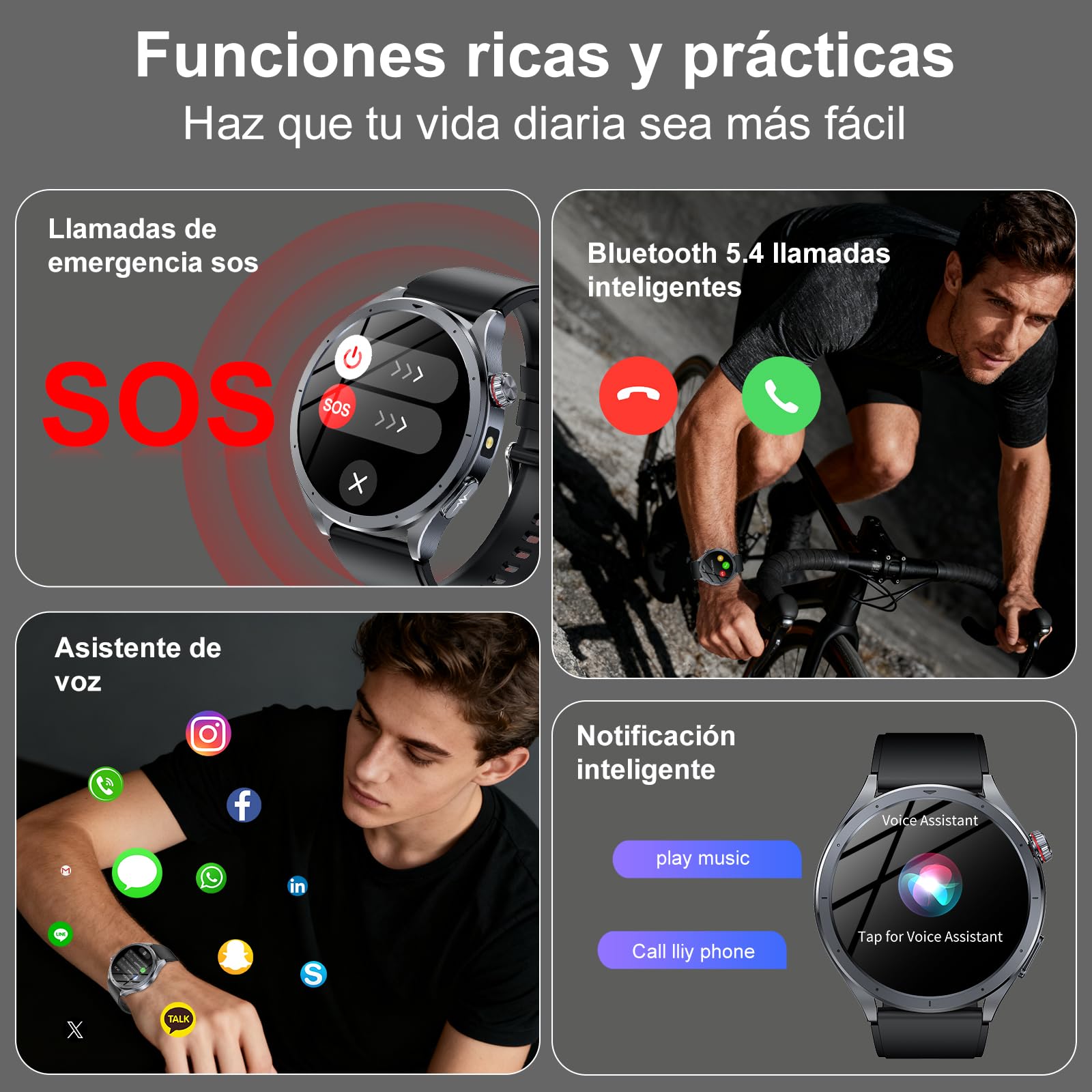 YUPENG ECG Reloj Inteligente Hombre con Presión Arterial, AI ChatGPT | 1.53'' Smartwatch con Linterna, Frecuencia Cardíaca, SpO2, Sueño Salud Watch Pulsómetro