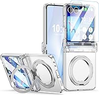Vista 13 de Funda magnética diseñada para Samsung Galaxy Z Flip 6/5 con protección de bisagra, protector de pantalla y soporte [compatible con MagSafe], funda