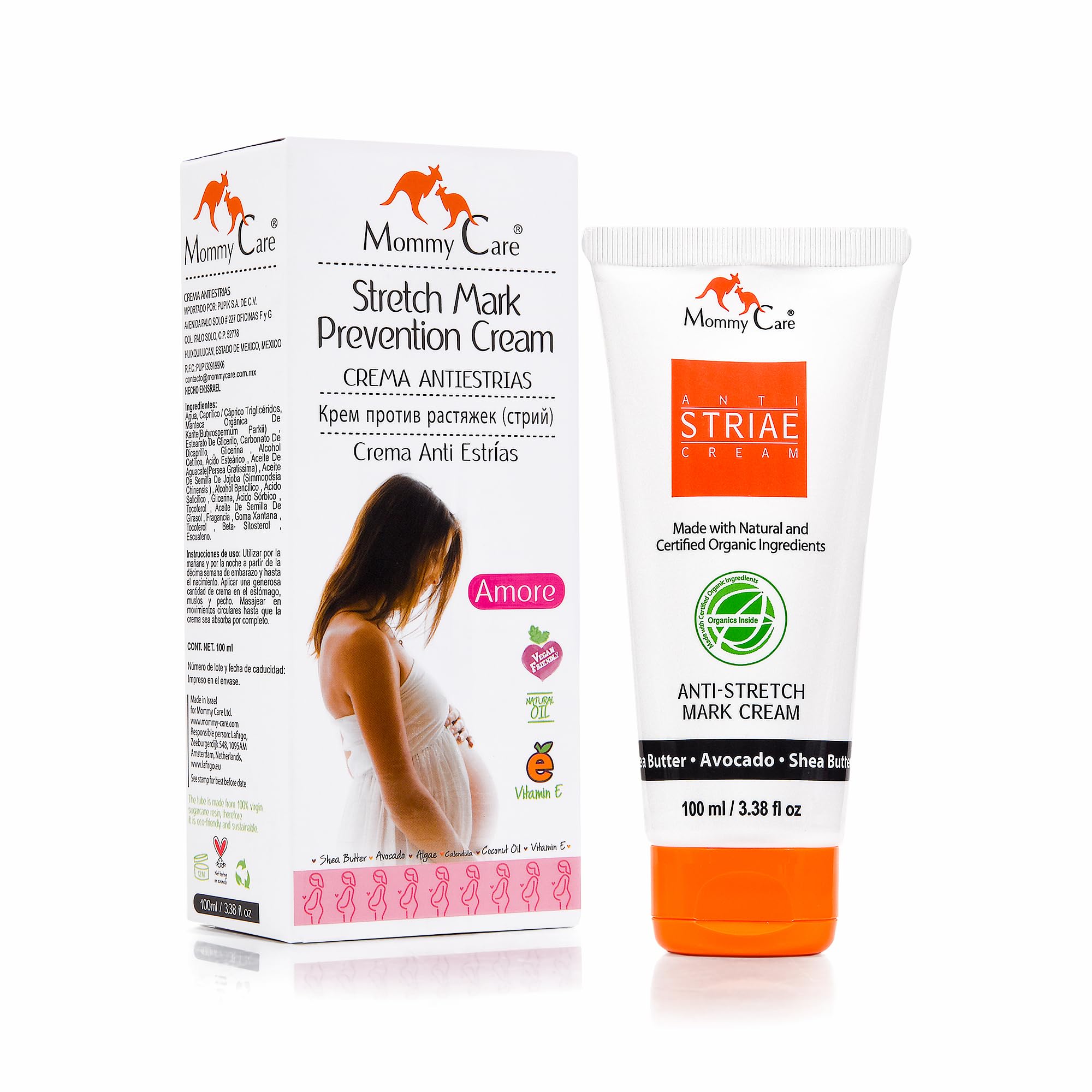 Mommy Care Anti Striae Stretch Mark Prevention Cream – Hydrates & Boosts Elasticity during Pregnancy, Enriched with Shea Butter & Avocado Oil, Non-Greasy, Vegan & Cruelty-Free, 100 ml / 3.38 fl oz