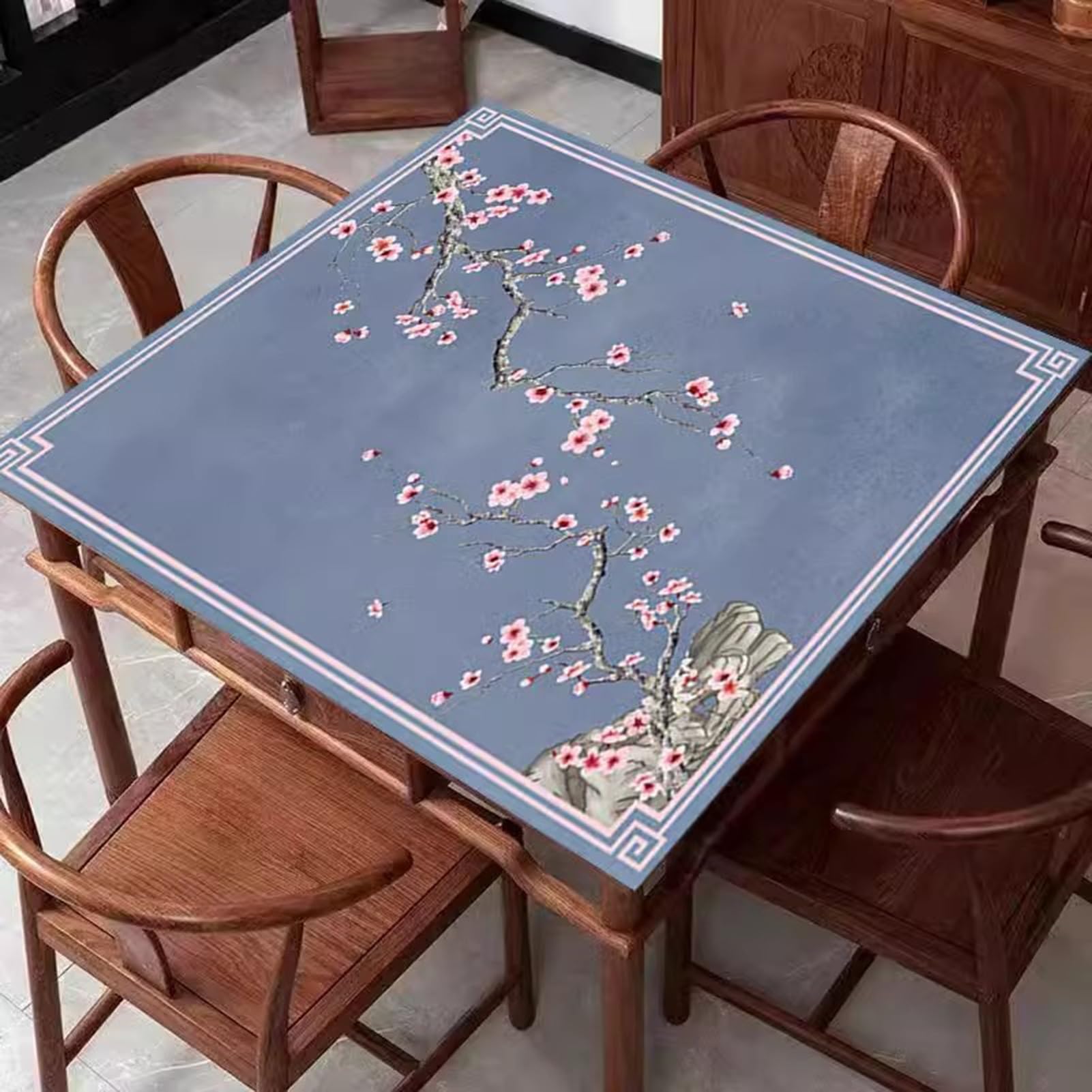 mata do mahjonga na stół, Kwadrat z czarną torbą do przenoszenia, grubym wyciszonym obrusem, gier Mahjong, Paigow, Poker, karcianych i planszowych | 80 cm/31.49 in