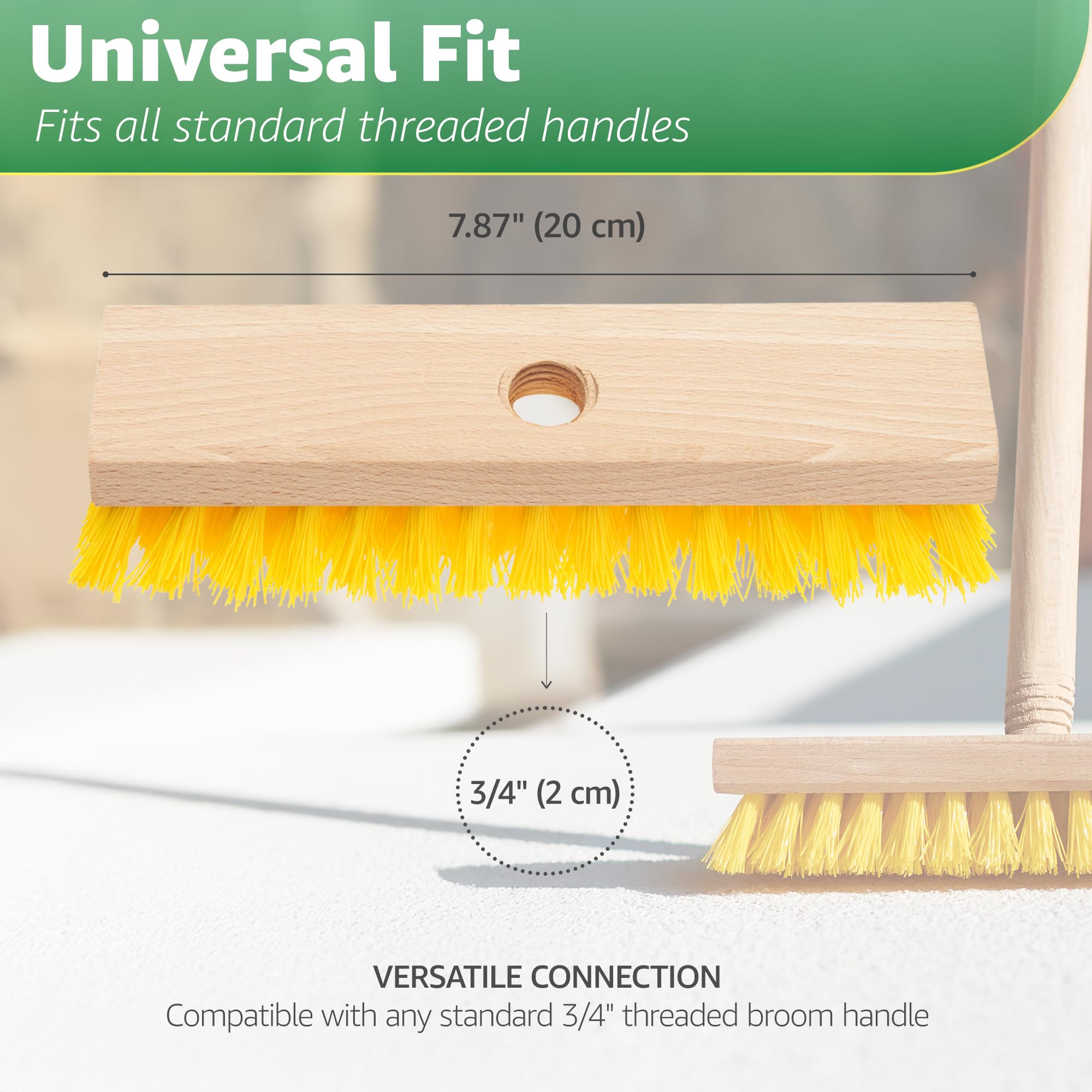 Cabezal de cepillo de limpieza de cubierta de 7.87 pulgadas, cepillo de cubierta para fregar resistente, cepillo de hormigón con cerdas de nailon duro, cabezal de escoba para fregar, cepillo de cerdas