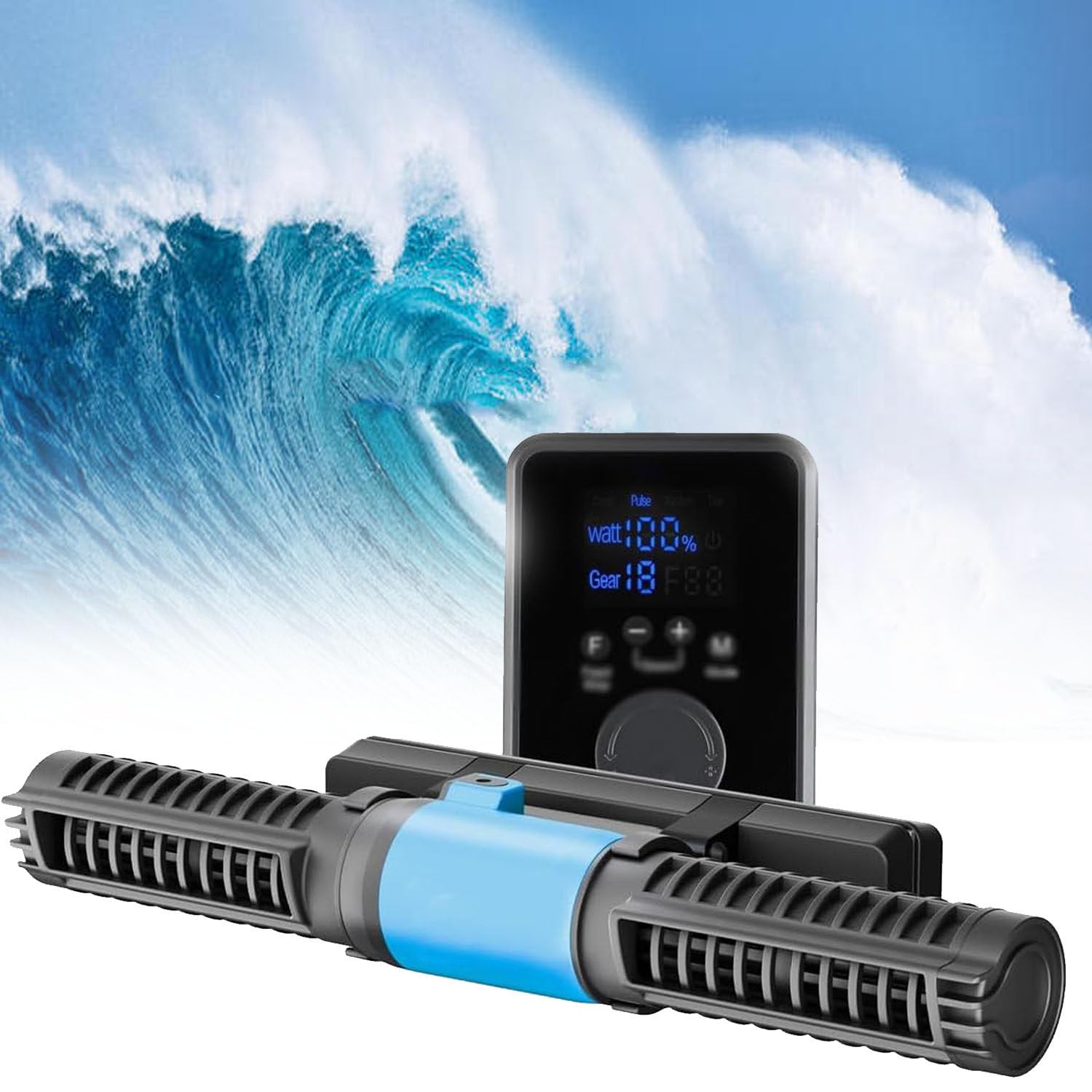 GYKOZY 25W Magnetic Aquarium Wave Maker, Aquarium Wave, 4 Gears Adjustment Fish Tank Cross Flow Circulation Pump, 5 Wave-Making Modes, LED Display Controller, for Freshwater, Reef Aquariums (25W)