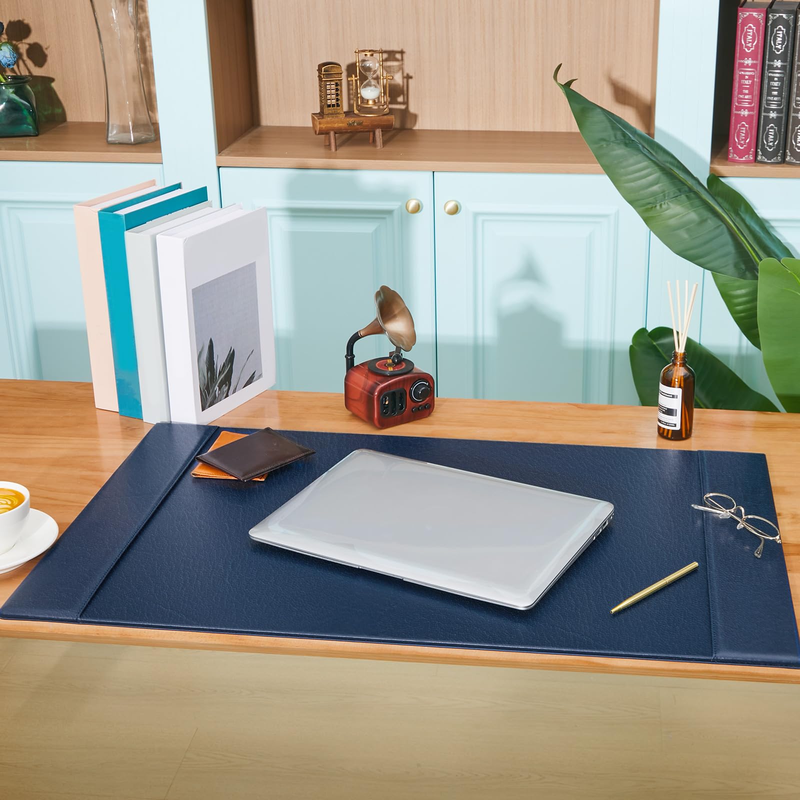 Schreibtischunterlage aus Leder, 76,2 x 45,7 cm, Leder-Schreibunterlage mit Seitenschienen, Executive-Leder-Schreibtischunterlage für Büro, Zuhause, Arbeitsplatz, Schreibtisch, Schreibfläche