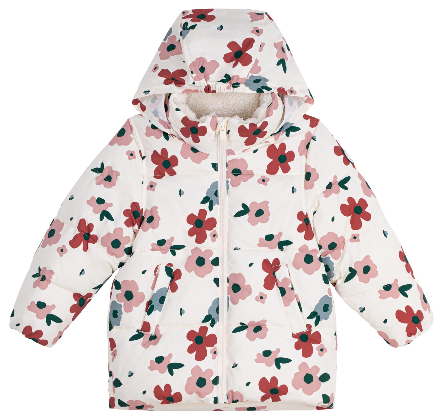 Petit Bateau Piumino Bambino con Fiori, 10 Anni, Milk/Multico