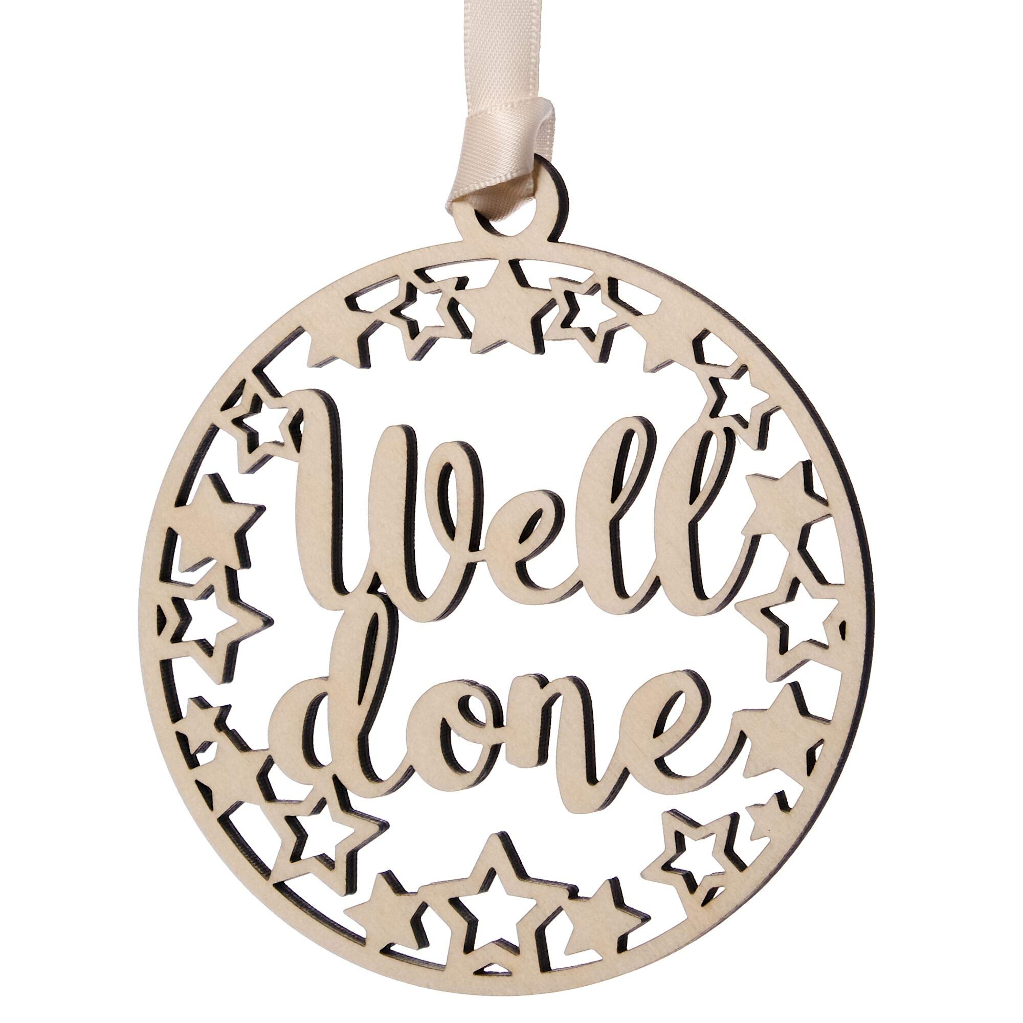 Alphabet barn Well Done Plaque Hanging Decoration Exam Congratulations Gift Present Girl Boy Son Daughter Wood Rustic Small Unique Novel Keepsake from Mum Dad Grandparents Friends
