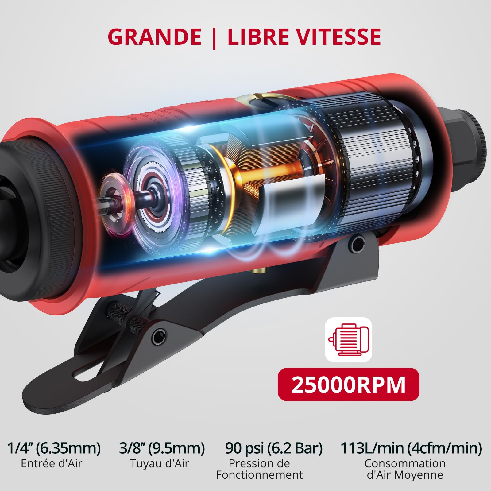XUNTOP 1/4'' Meuleuse (Tête droite)
