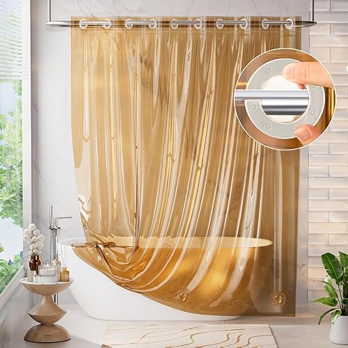 Miniatura 11 de AmazerBath Forro de cortina de ducha sin gancho, 100% EVA resistente, sin ganchos, cortina de ducha y forro 3 en 1, 72 x 75 pulgadas, forro de ducha