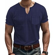 BIVENANT Men's V Neck Casual Shirts Short Sleeve Slim Fit Tees Muscle Henley T-Shirt Stylish Workout Tops with Pocket