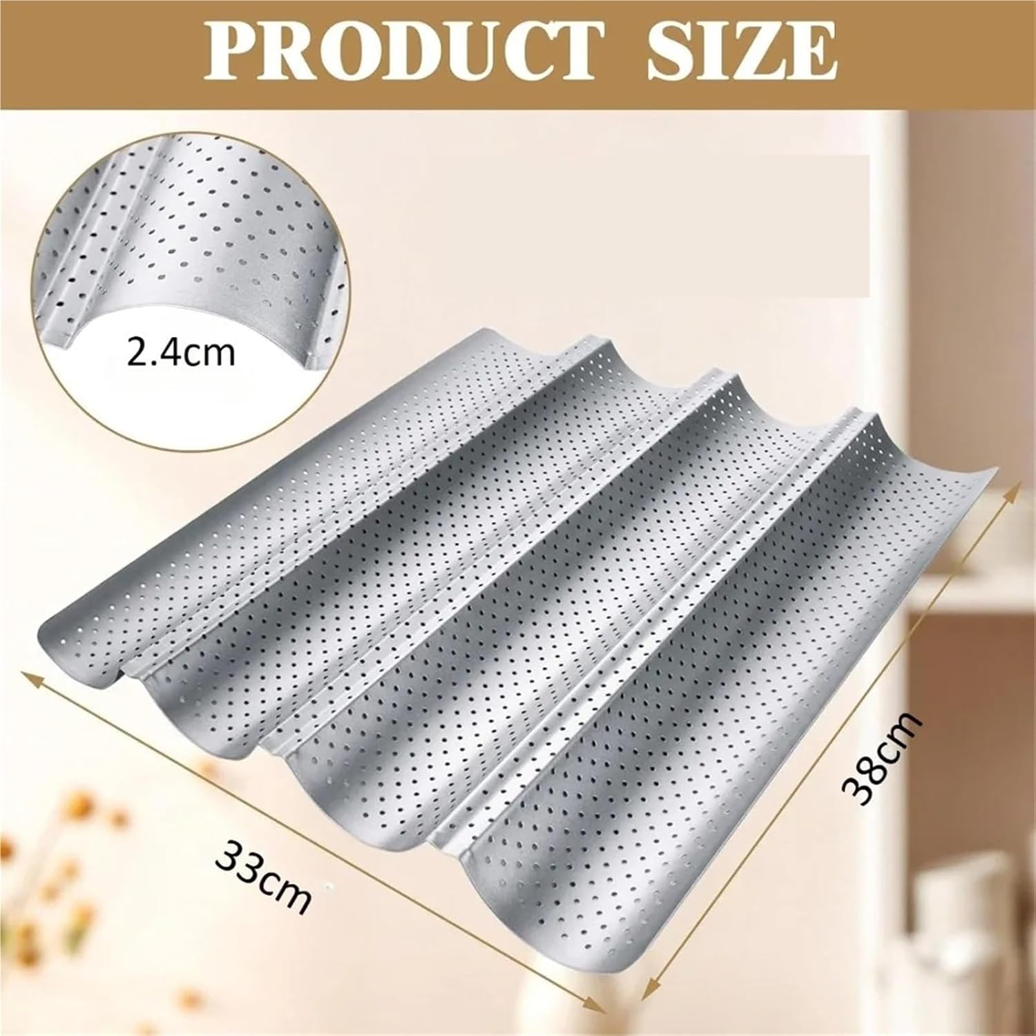 french bread baking pan Baguette Bread Pan Nonstick for French Baking Heat Resistant Perforated 4 Loaves Loaf Bake Mold Tray Tool