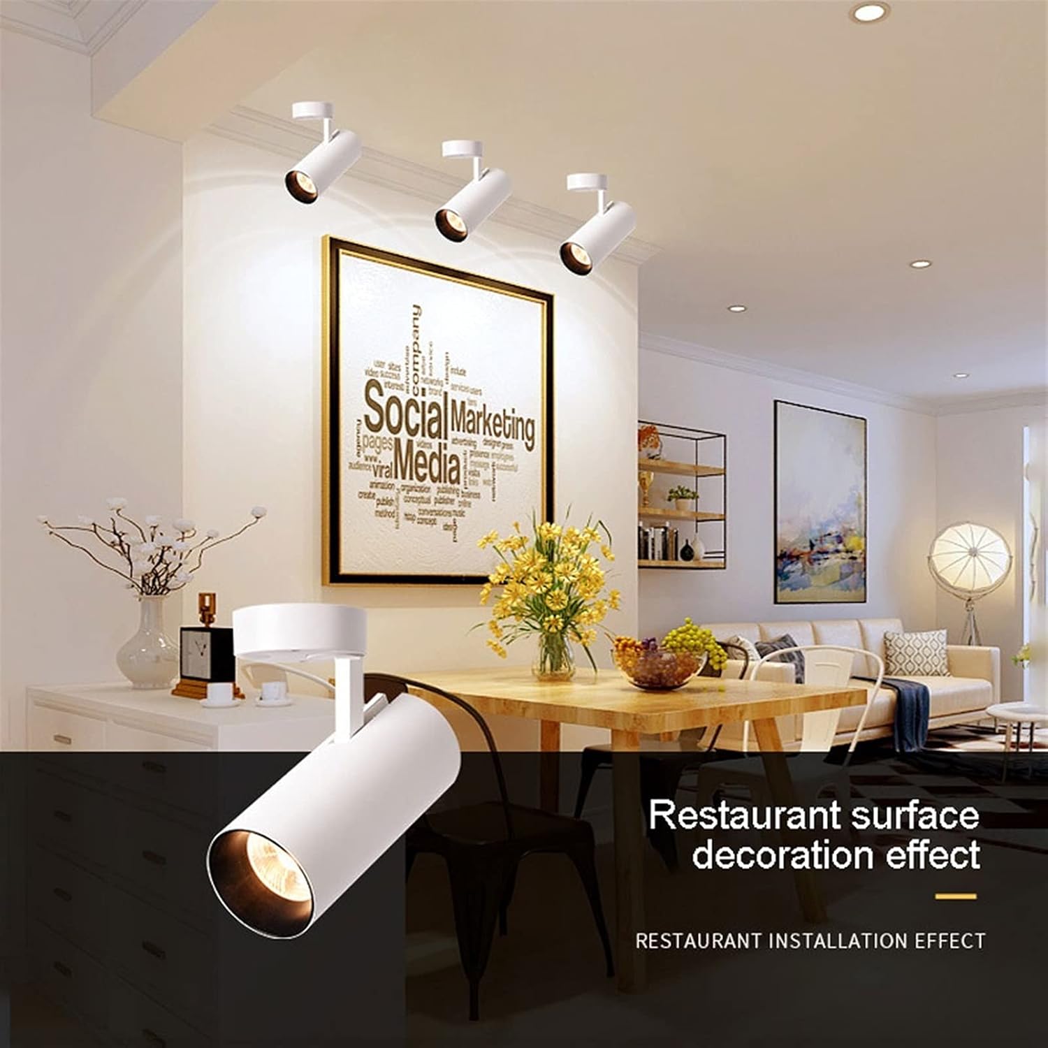 Led Ceiling Spotlight Surface Mounted Accent Spot Light, 355° Adjustable Ceiling Mount Light Fixture, Nordic Ceiling Spotlights Sconces for Bookshelf, Bedroom Bedside/White4000K