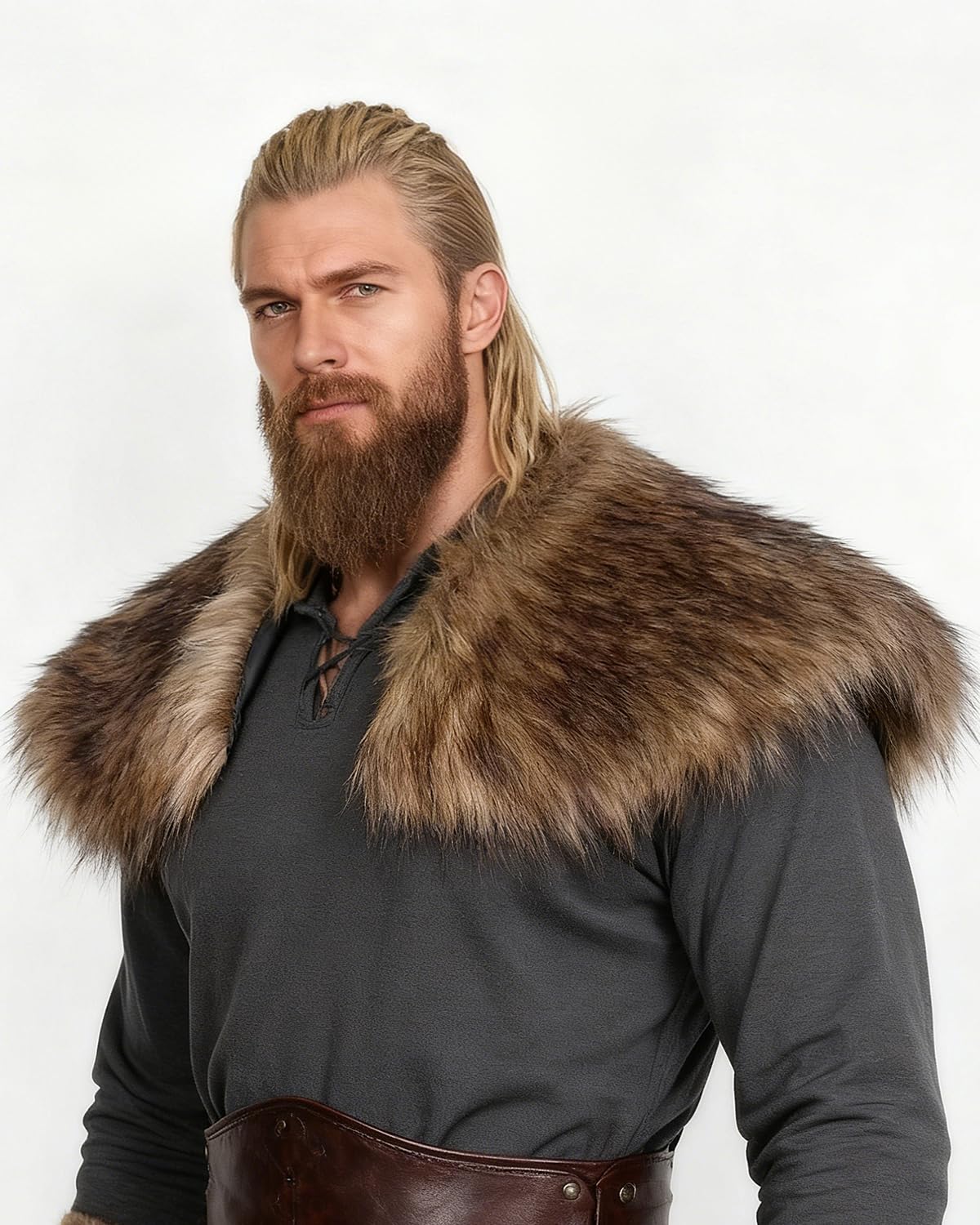 keland Viking Kunstfell Kragen für Männer Schal Capelet Wrap Kostüm Accessoire