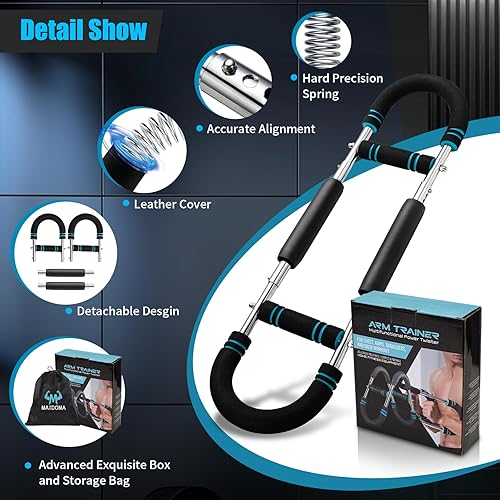 Miniatura 7 de Twister - Entrenador de brazo con 4 resortes, 20-120 libras, ajustable, 6 niveles de resistencia, ejercitador de pecho, brazo Twister, equipo de