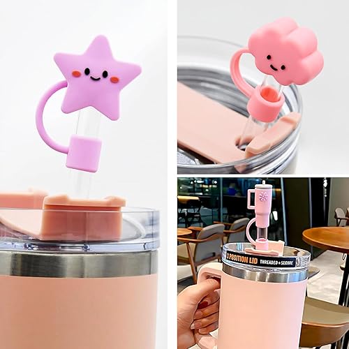 Miniatura 2 de Tapa de popote de silicona para copa Stanley, compatible con vasos de 30 y 40 onzas, bonitas puntas de silicona protectores para vasos de fiesta de