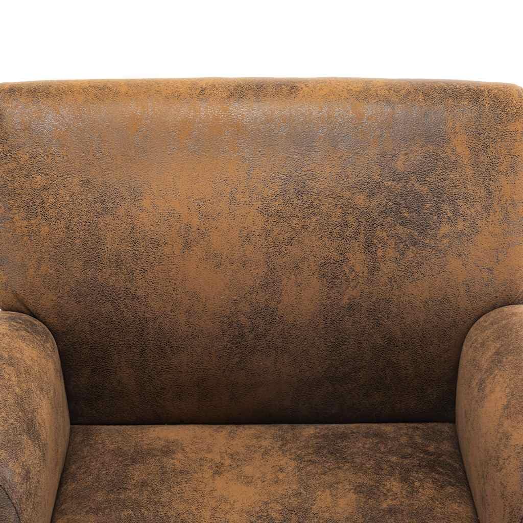 Fotel na sofę z imitacji zamszu, brązowy, 70 x 69 x 72 cm z wyściełaną poduszką do siedzenia, ergonomiczny fotel relaksacyjny z wytrzymałą ramą, komfortowa pozycja siedząca