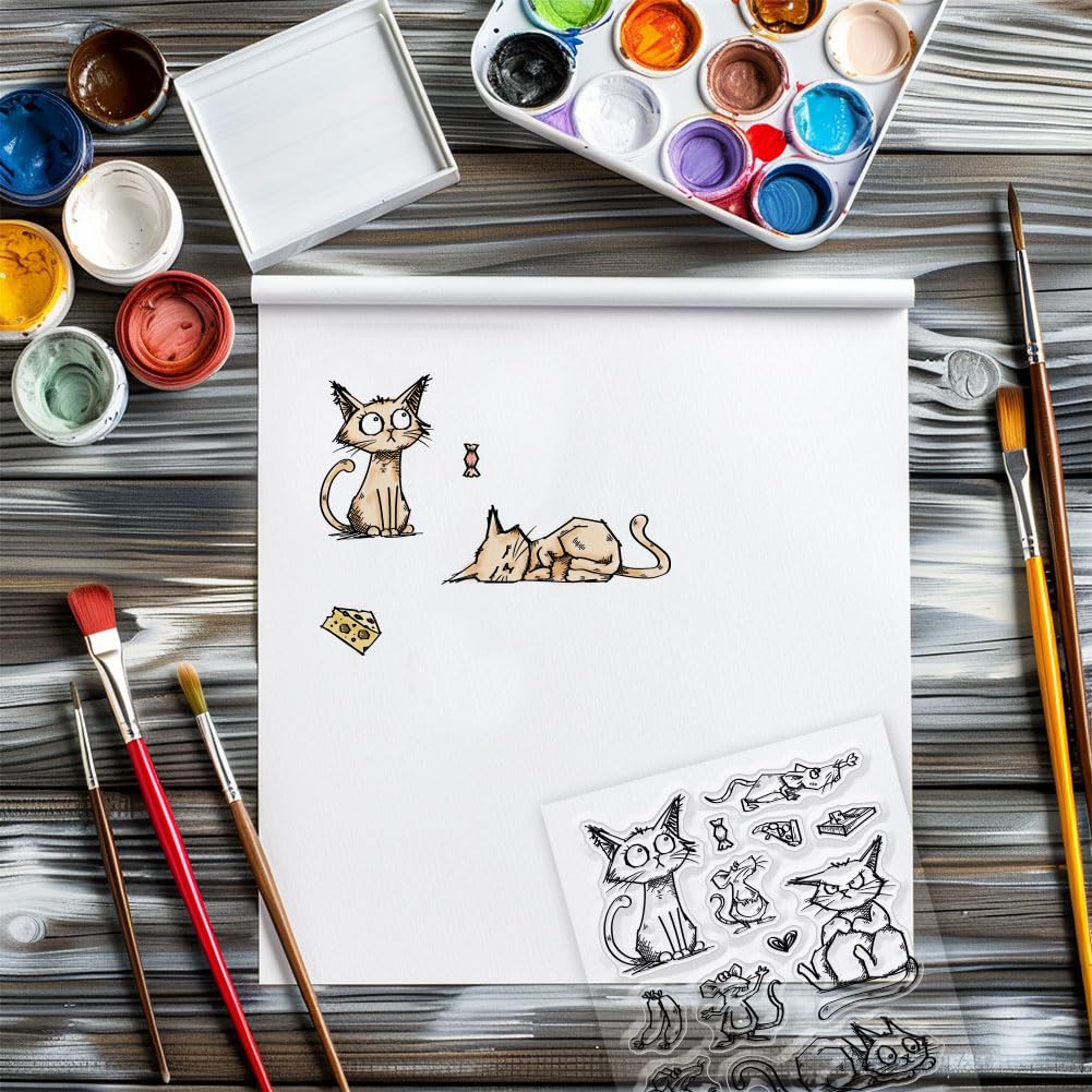 GLOBLELAND Timbri Trasparenti Gatto Divertente Gatto Divertente Sigilli  Trasparenti In Silicone Gatto Cartone Animato Timbri Trasparenti Per Carte  Di ..., image size:1001x1001