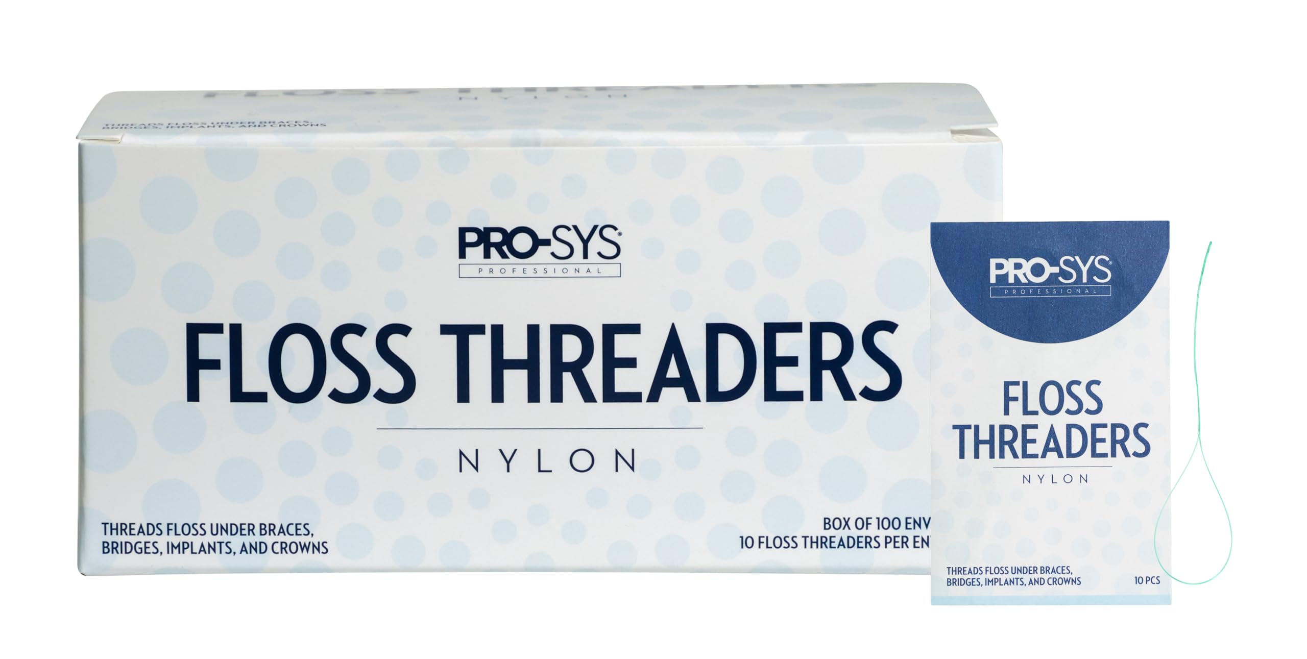 PRO-SYS Dental Floss Threaders 1000 Count 100 envelopes with 10 threaders Each