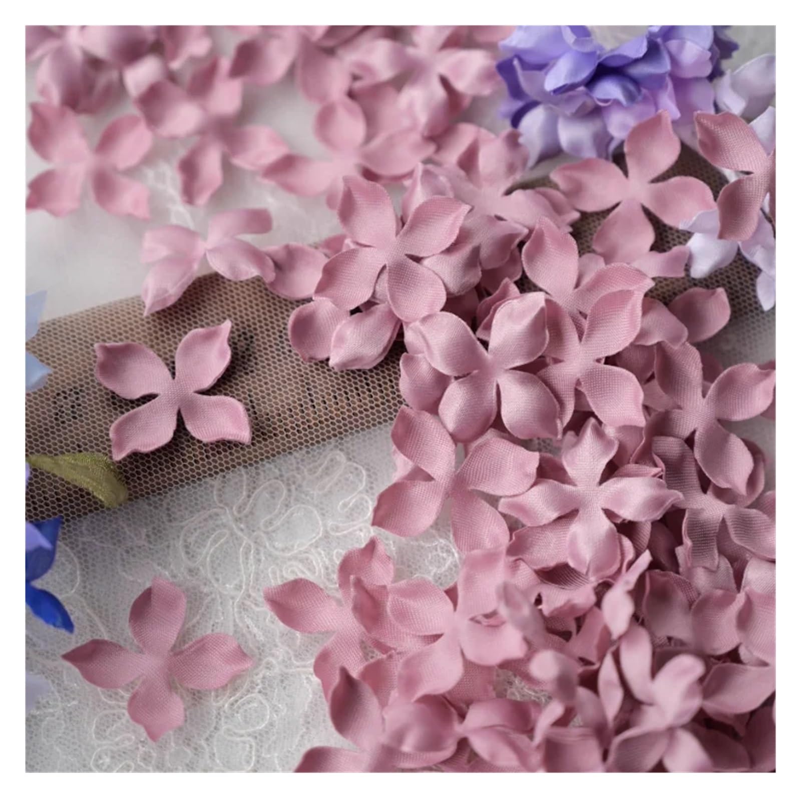 Wtaxbh Color 07 Iron On Patches Artificial Flower Petals 3Cm Petal Fake Wedding Homedecor Diy Scrapbook Card Craft Satin Applique 100Pcs(Color 07)