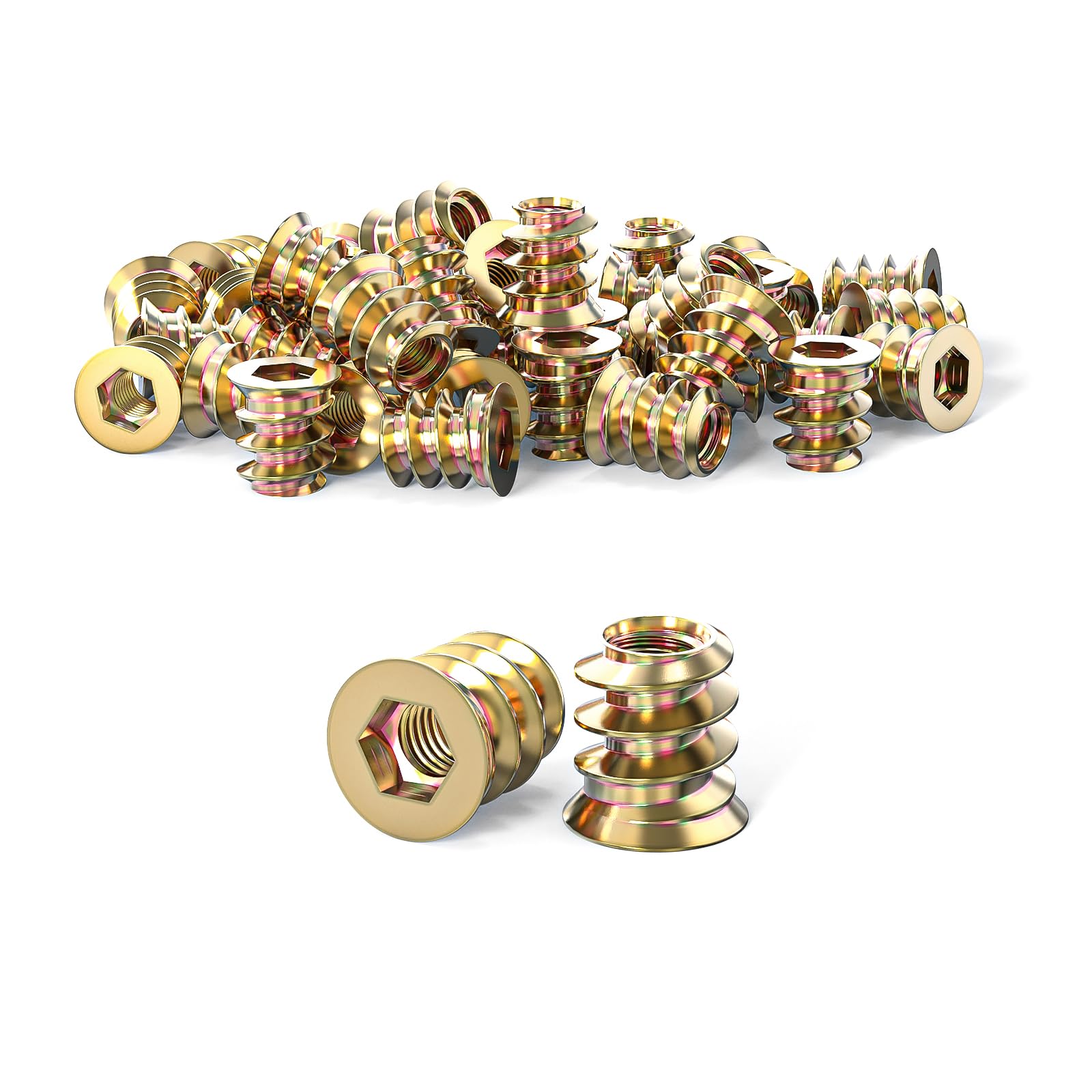 ORTAVA Set 40 Dadi Filettati M5 X 10mm Per Mobili In Legno - Inserti Esagonali Zincati