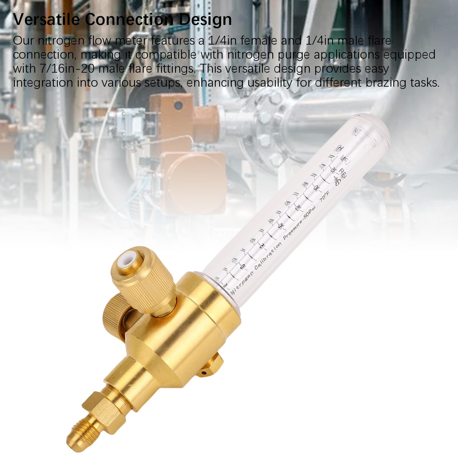 Fafeicy Medidor De Flujo De Nitrogeno 1/4 Pulgada Conexion Entrada Salida Pure Cobre Doble Escala Para Aplicaciones Soldadura Purga Monitoreo Preciso Tiempo Real Seguridad