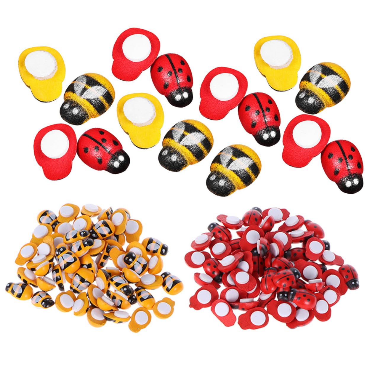 Uonlytech 4 Set di Decorazioni per Baby Shower Mini Coccinella Ape Decorazioni in Legno Autoadesive 400 Pezzi*4