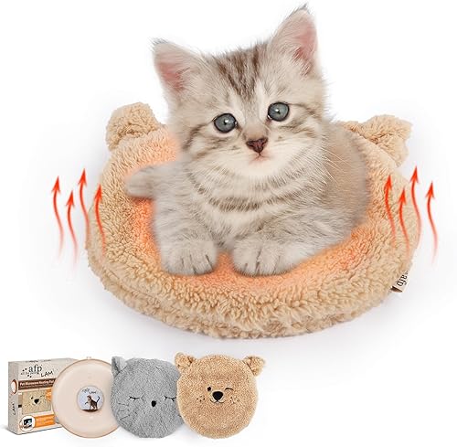 ALL FOR PAWS Almohadilla térmica para gatos para microondas con 2 fundas, almohadilla térmica para mascotas para gatitos, cama térmica para mascotas