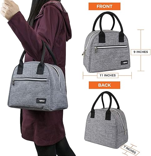 Miniatura 4 de Opux Bolsa de almuerzo para mujer, bolsa térmica para almuerzo, para mujer, niña. Mediana, reutilizable, suave, para escuela, trabajo, oficina