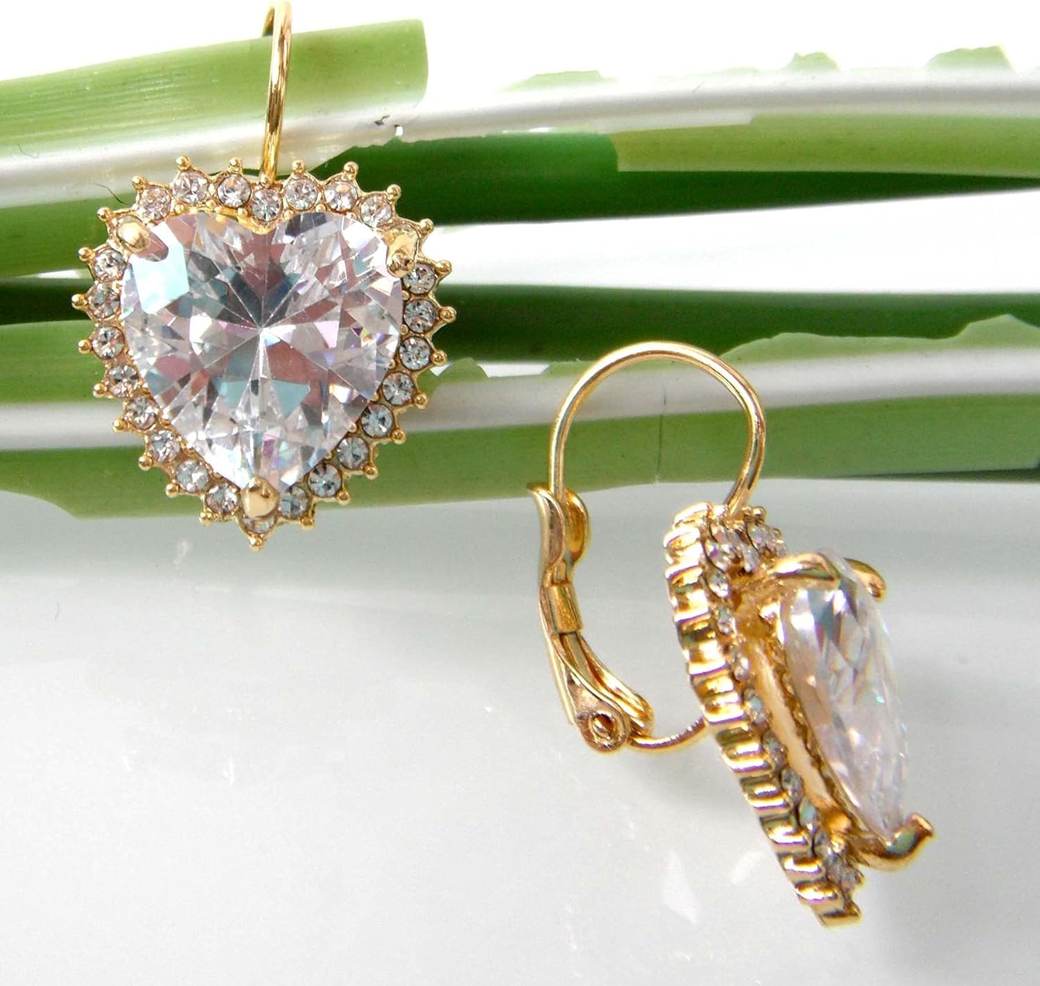 Navachi 18k Gold Plated Multicolor Round Zircon White Crystal Leverback Earrings - Image 5