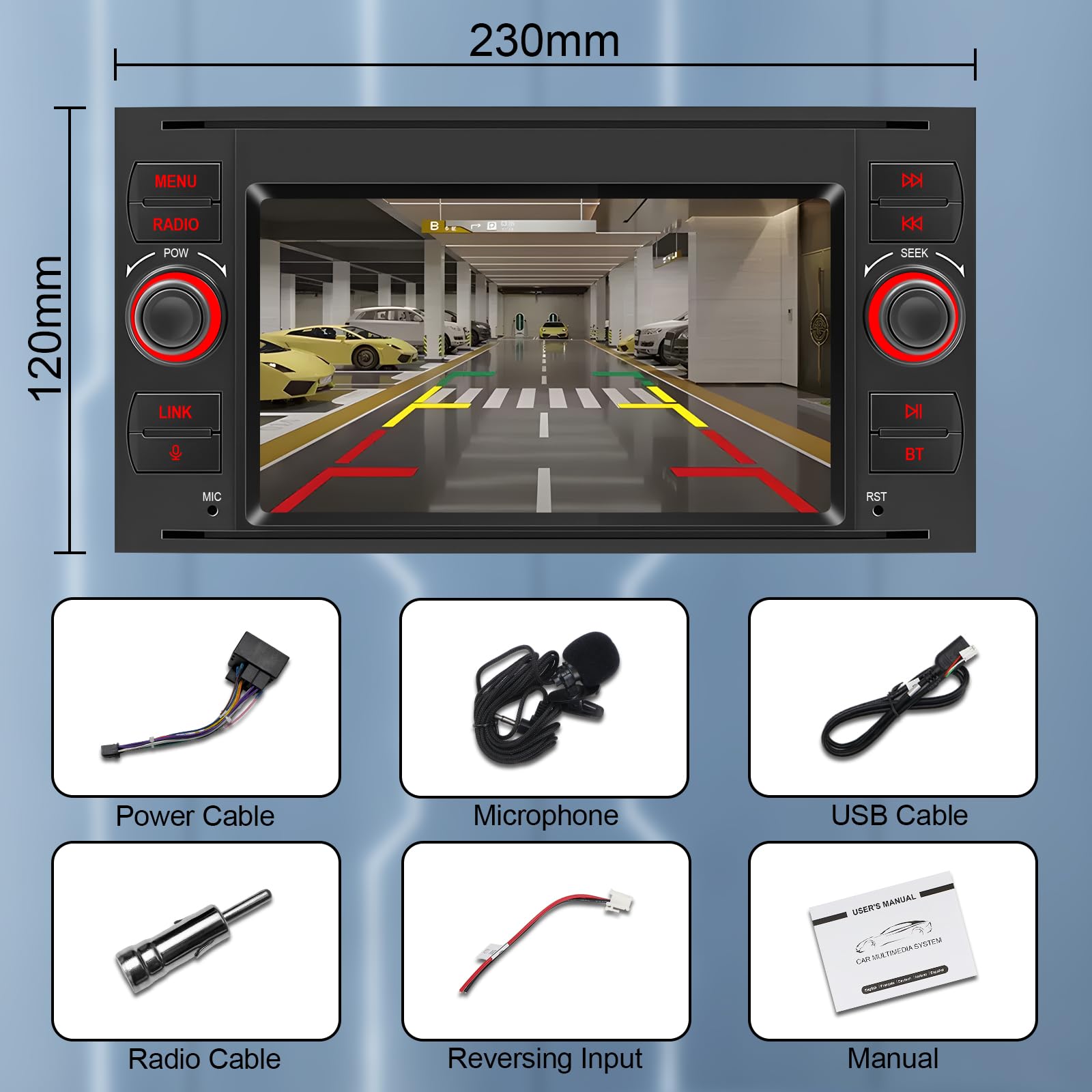 Autoradio, pour Ford Focus 2005-2008, Ford Fiesta 2006-2008, Ford Transit 2007-2012, et Ford Kuga 2008-2011. Prend en charge CarPlay sans fil/filaire, Android Auto. Radio prend en charge AM