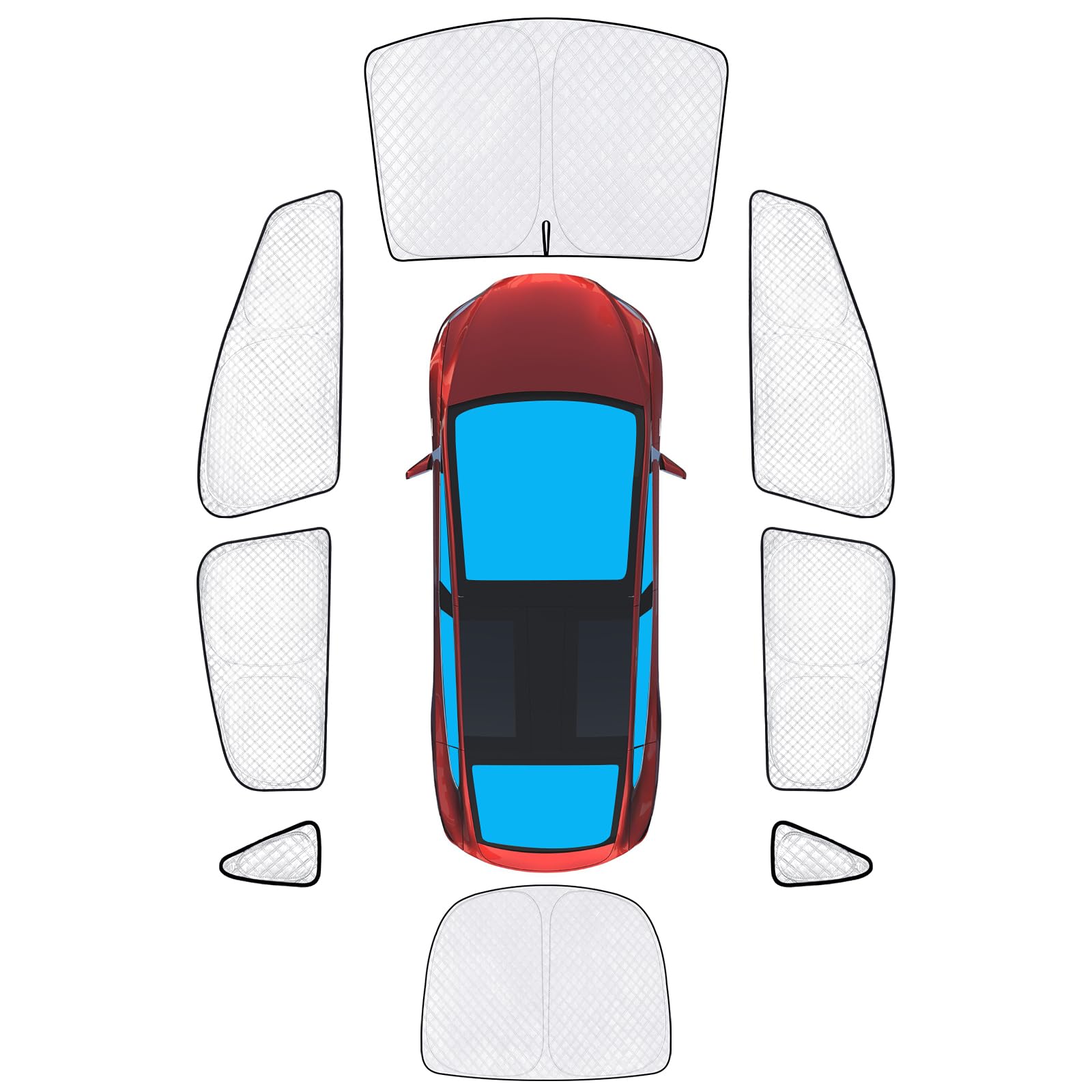KMF 8pcs Full Sun Shades for Tesla Model X 2016-2021 Accessories,Car Window Covers Sunshade for Windshield Side Rear, UV Block and Blackout Privacy for Car Camping Outdoor