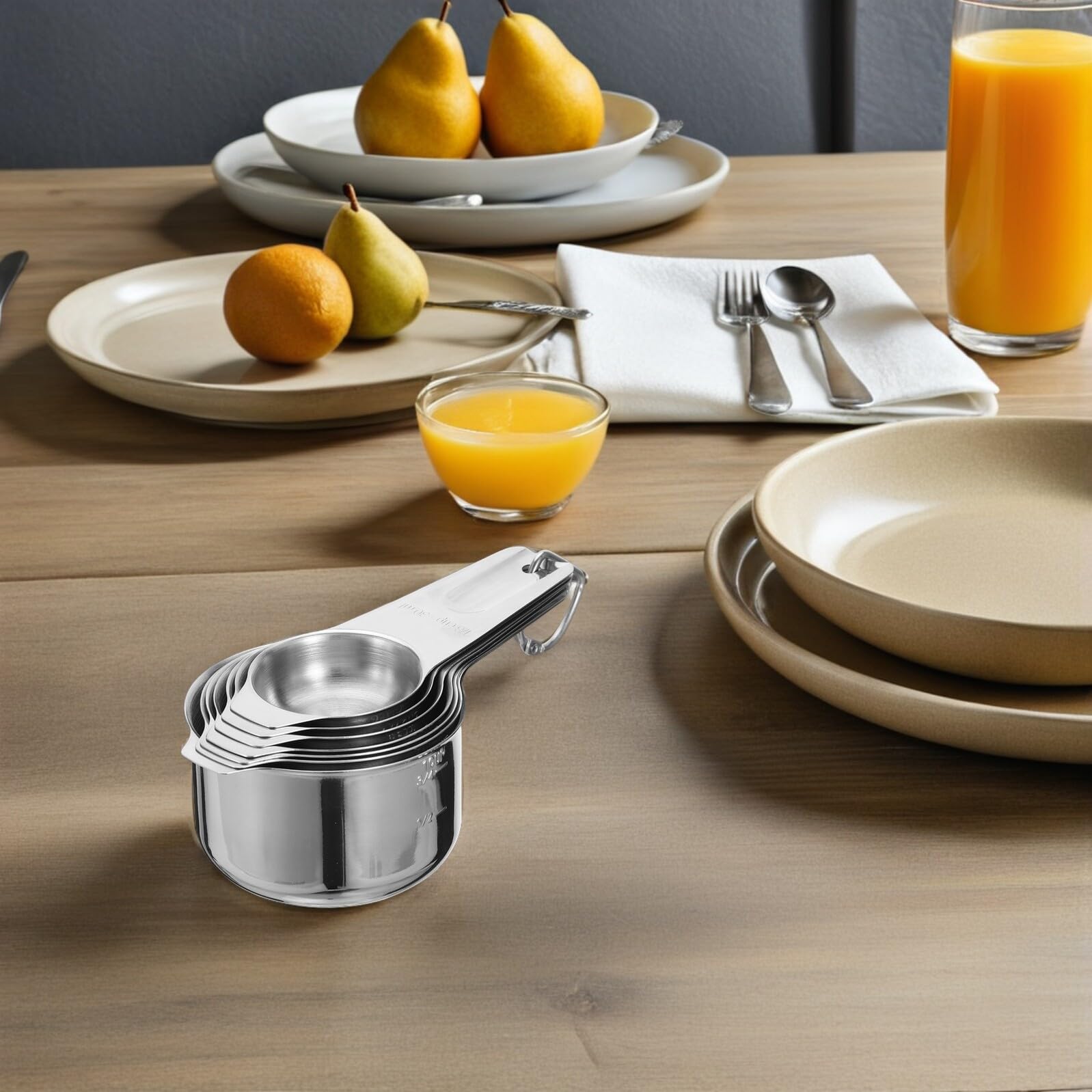 Gatuida 2ensembles Tasses et Cuillères Doseuses Métal Tasses et Cuillères Doseuses pour Liquides et Ingrédients Secs pour Cuisine Pâtisserie
