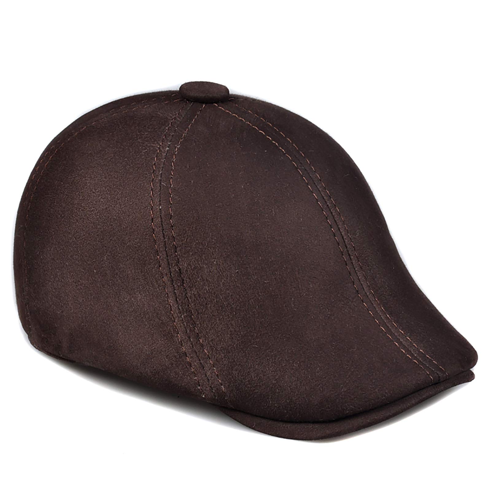 G&F Uomini Pelle Berretto Cappello Piatto Pelle Pecora Tenere Caldo Inverno Lana E Pelliccia per Anziani 55-60 Cm