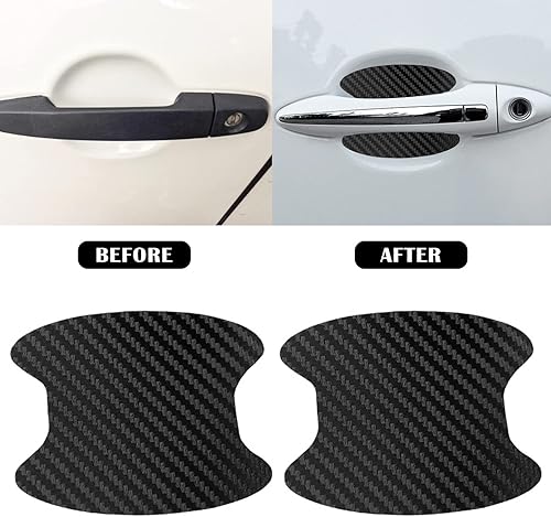 Miniatura 3 de kingsea 4 protectores contra arañazos para manija de puerta de automóvil, textura magnética extraíble de fibra de carbono 3D, textura de fibra de