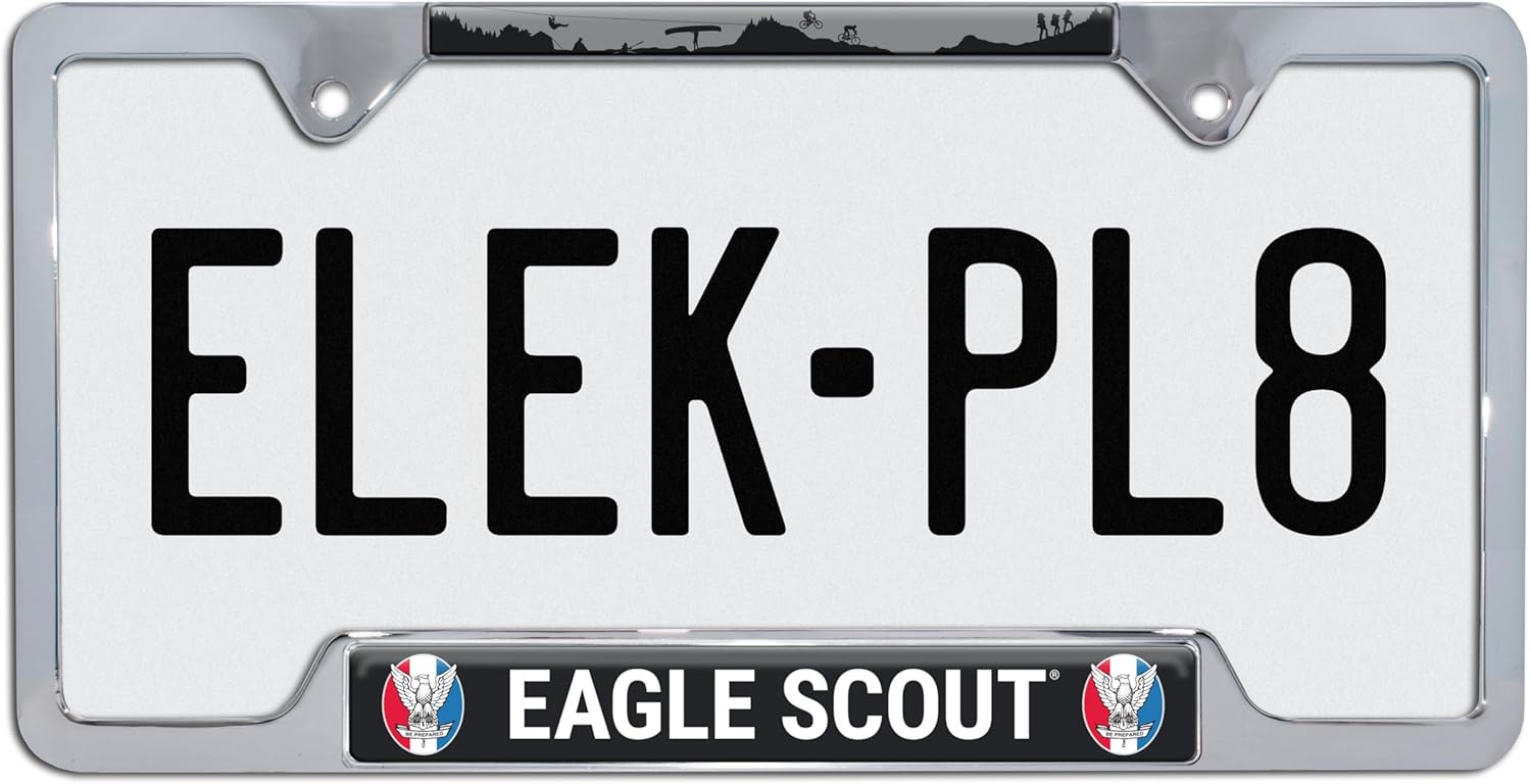Elektroplate Officially Licensed - Eagle Scout Badge Chrome-Plated Open Corner License Plate Frame Tag Holder for Cars/SUVs/Trucks Weather-Proof Automotive Accessory