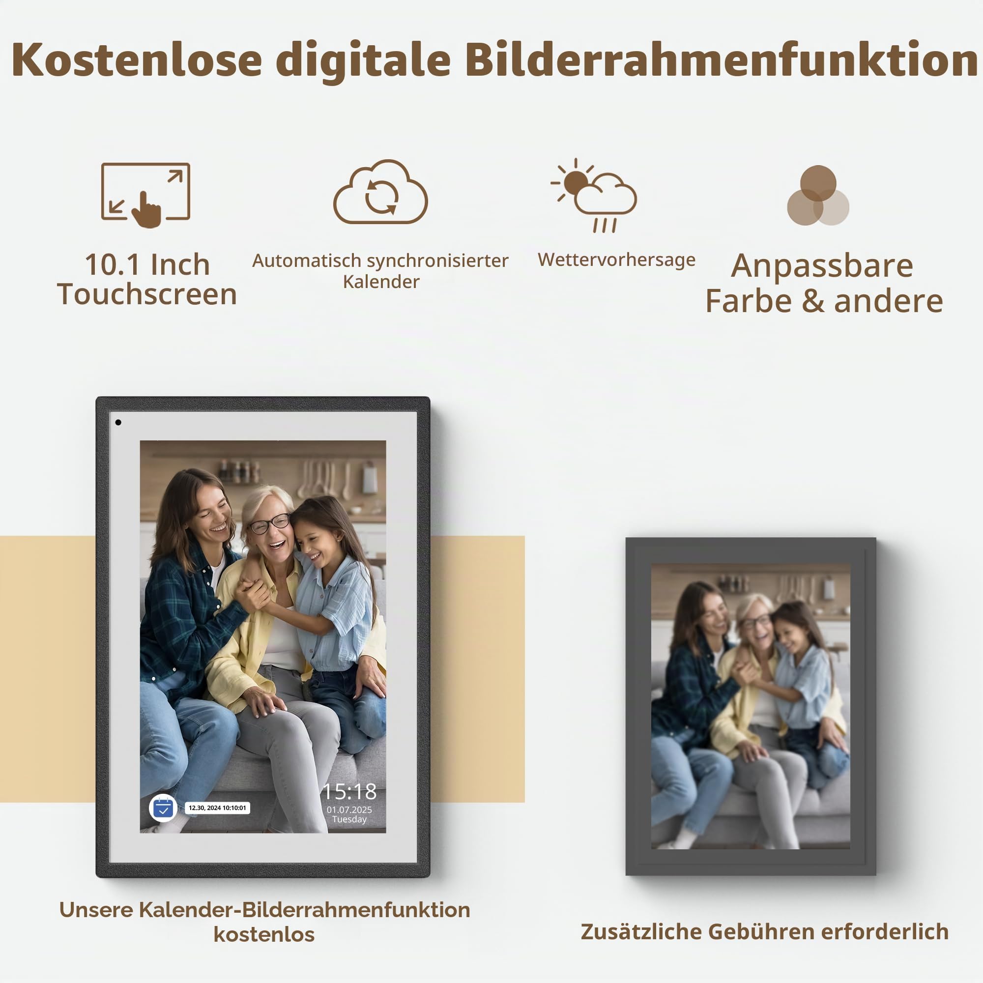 Dragon Touch 10,1'' Digitaler Kalender - Hausarbeitstabelle Interaktiver Touchscreen mit 32GB Speicher, Intelligenter Familienplaner Tischkalender für den Schreibtisch Nahtlose Terminplanung-Schwarz