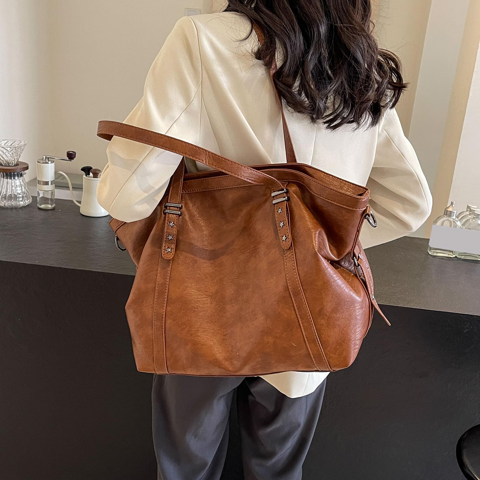 Große Kapazität PU-Leder Casual Tote Bag Damen Weiche