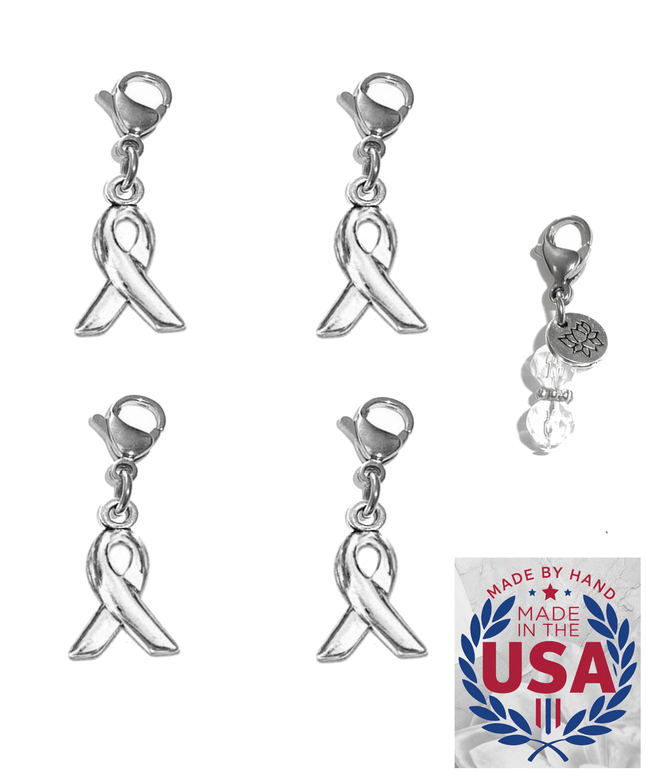Hidden Hollow Beads 4 Clip On Charms for Purse, Handbag, Keychain, Zipper Pull, Backpack, Jewelry Accessory, USA