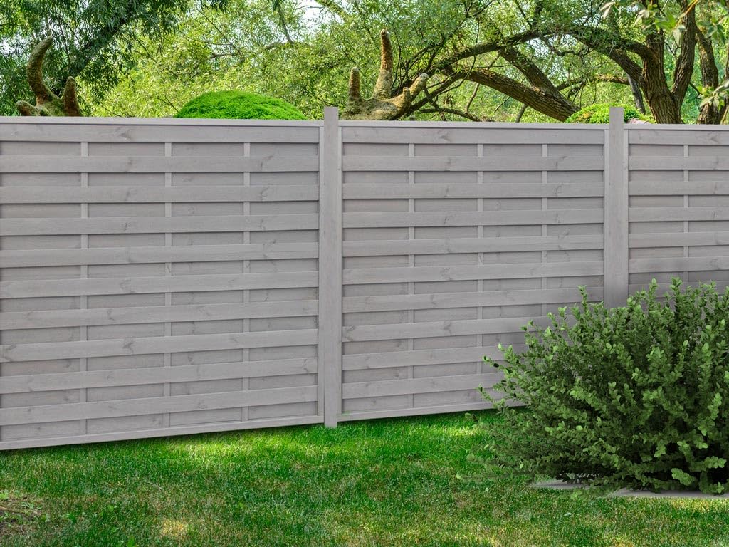 │ Sichtschutzzaun │ Gartenzaun Kiefer │ grau vorlasiert │ 180x180x4,4cm │ Lamellen 95x8mm │ Edelstahl verschraubt │ stabil & wetterfest │ ideal für Terrasse & Garten