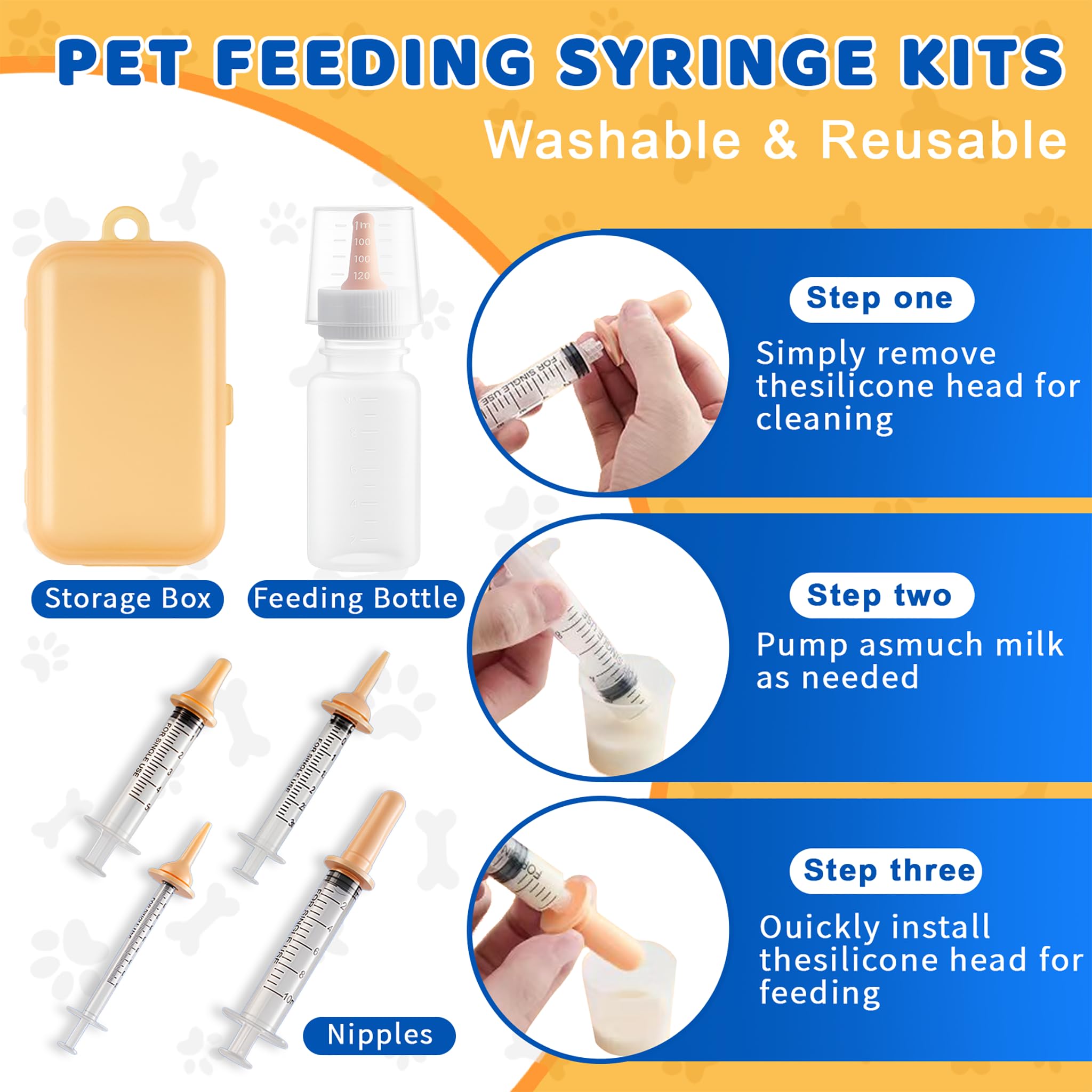 Kit de 52 piezas de cachorros para cachorros con 4 tubos de alimentación para cachorros, 15 collares para cachorros, 15 abrazaderas de cable, 4 guantes, termómetro digital, báscula digital