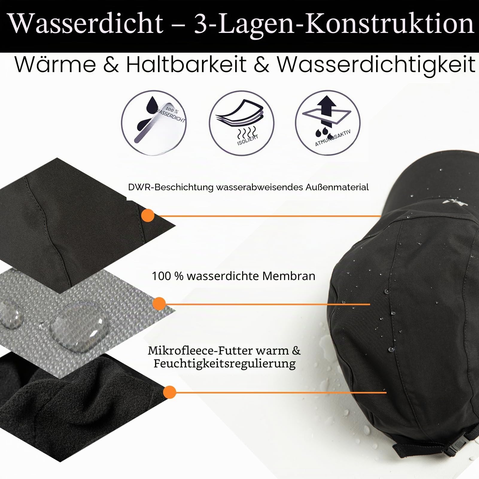 TOP-EX Oversize XL XXL Herren wasserdichte Winter-Baseballkappe mit Fleece-Ohrklappen und Fallensteller-Hut für kaltes Wetter große Köpfe