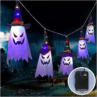Lampki na Halloween, lampki na Halloween z zasłoną w kształcie kapelusza Lampki na sznurki na baterie, odpowiednie do okien, werand, schodów i barów (bez baterii)(Size:3m)