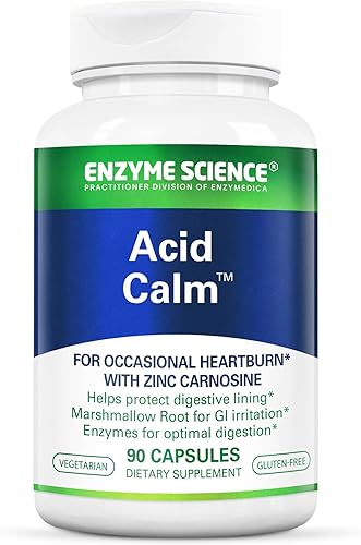 Enzyme Science Acid Calm, 90 cápsulas  para la acidez estomacal ocasional y la indigestión  Suplemento de enzimas digestivas  Ayuda digestiva