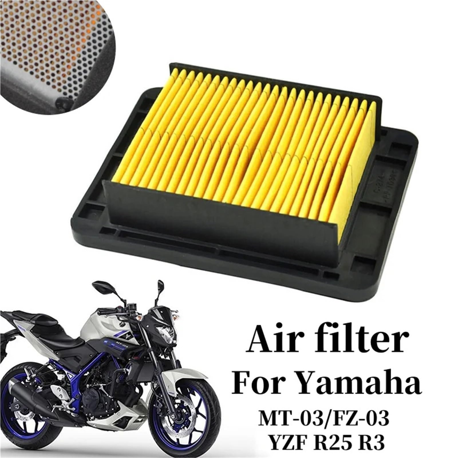 Kompatybilność z Pit Bike crossowym‌ Element filtra powietrza do motocykla pasuje do Yamaha YZF-R3 YZF R3 2015-2022 MT-03/FZ-03 2016-2019 YZF-R25 2016-2017