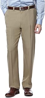 Haggar Men's ECLO Stria Expandable-Waist Plain-Front Dress Pant