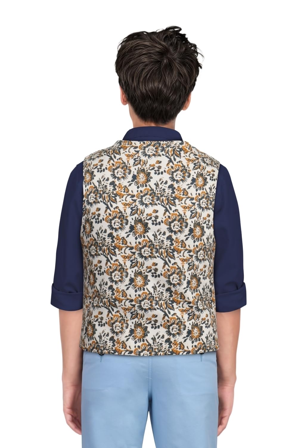 Allen Solly Boys Blue Print Regular Fit Waistcoat