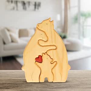 Persönliches Bärenfamilien-Holzpuzzle - Mit 2-9 Namen, Perfekt Als Familien-Geschenk & Dekoration